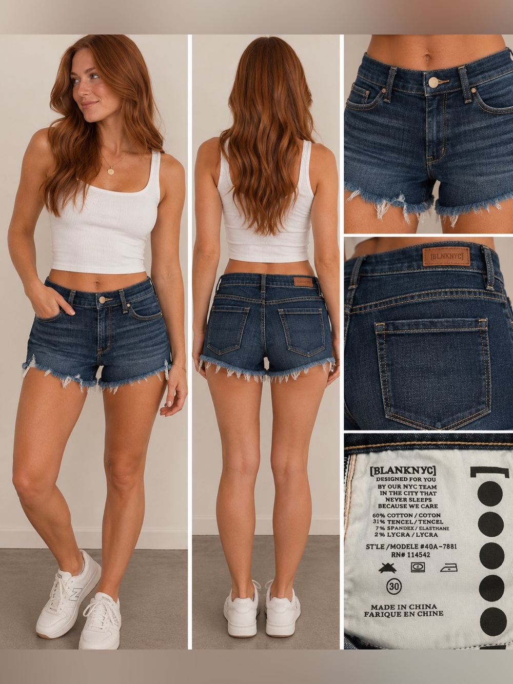 BLANK NYC Dark Wash Frayed Cutoff Denim Shorts Size 30